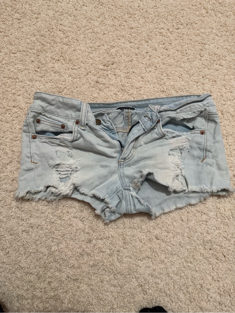 American Eagle Outfitters Light Blue Distressed Denim Cutoff Shorts